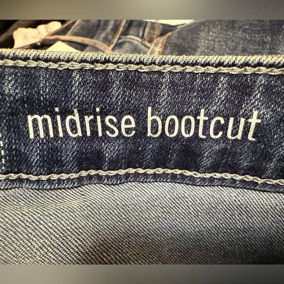 Riders By Lee MidRise Bootcut Denim Blue Jeans Distressed Size 16 - Picture 8 of 10
